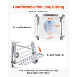Yöpöydän wc-tuoli vahvistetuista putkista 159kg kantavuus pyörillä 5l ämpäri pehmustettu istuin