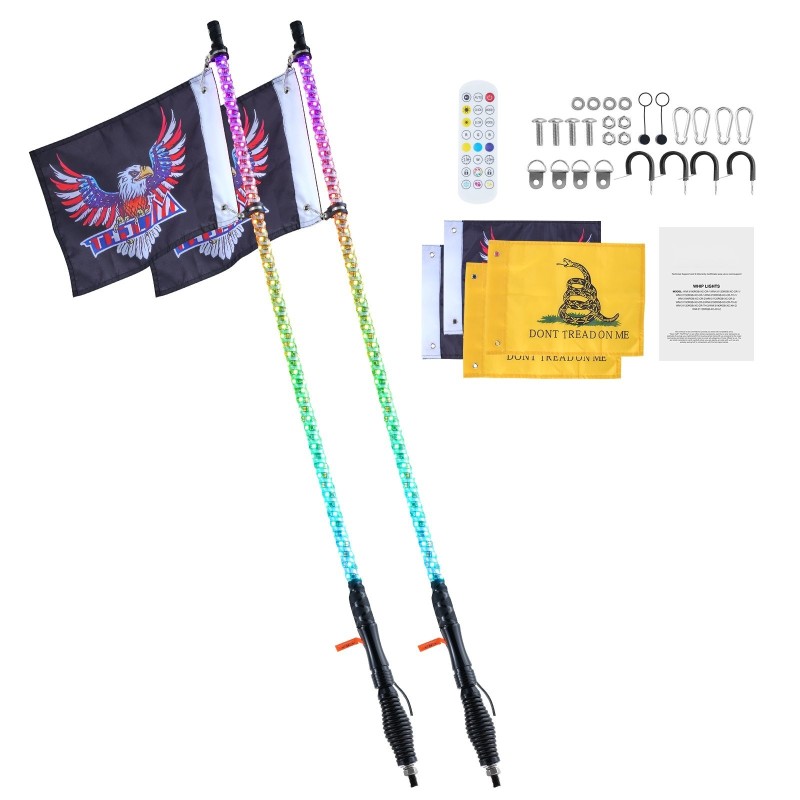 LED-piiska 2 kpl 1230 mm 360° spiraali IP67 12–24 V maastoajoneuvoihin