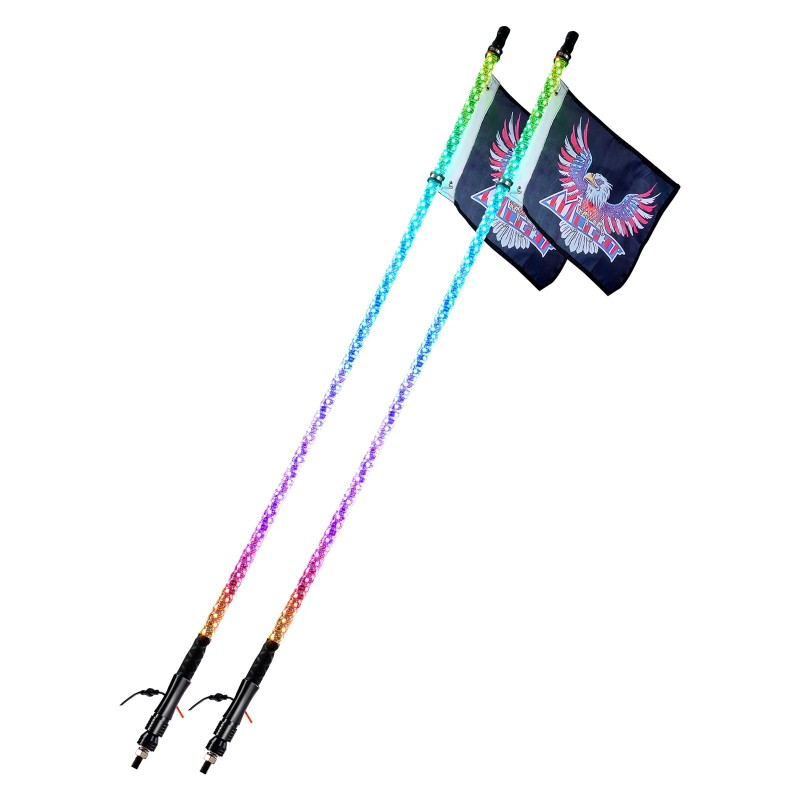 LED-whip-valot 2 kpl 121,9 cm RGB 360 asteen spiraali IP67