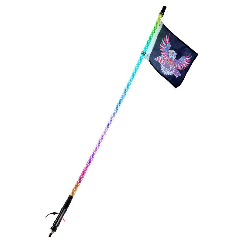 LED-piiskavalo 920 mm 360 asteen spiraali RGB IP67 mobiilisovellus ja radiotaajuinen ohjaus