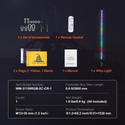 LED-piiska 5 jalan monivärinen 360 asteen spiraali IP67 sovellus ja RF-kaukosäädin DC12-24V