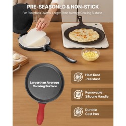 Tortillaprässi valurautainen 10 tuuman paistinpannulla ja 100 leivinpaperiarkilla