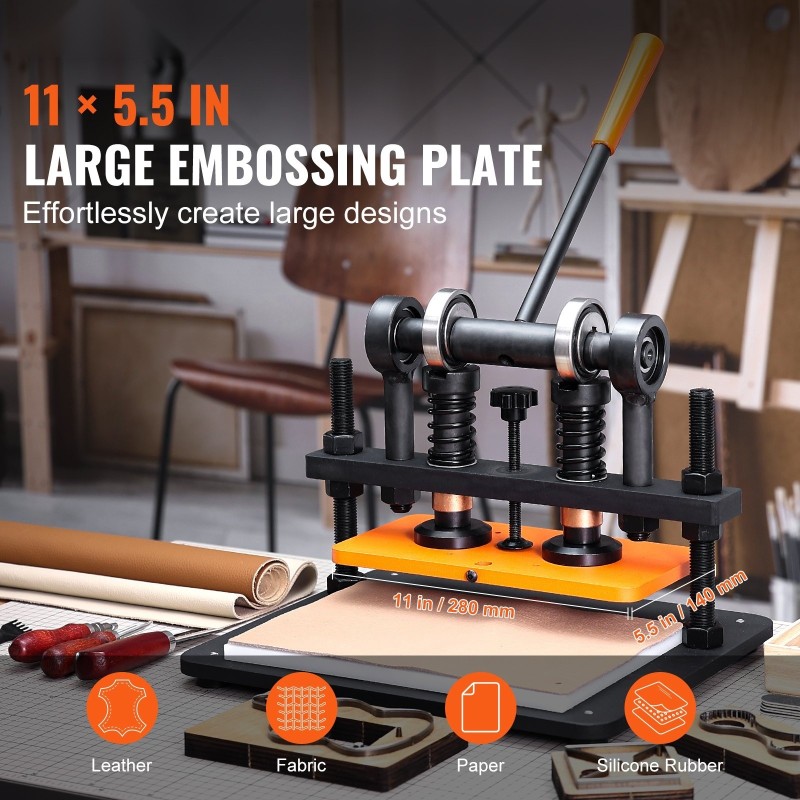 Sähkökäyttöinen nahkaleikkuri ja prässi 280 x 140 mm prässilevy 12 mm puristusisku