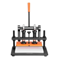 Sähkökäyttöinen nahkaleikkuri ja prässi 280 x 140 mm prässilevy 12 mm puristusisku