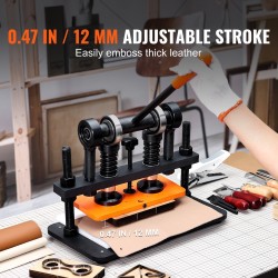 Nahkakohokuviointikone käsikäyttöinen 260x120mm levy 12mm isku 1,5t kantavuus