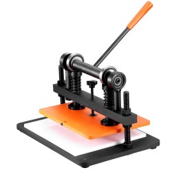 Käsikäyttöinen nahkaleikkuri ja kohokuviointikone 360 x 260 mm 12 mm puristusisku teräsrunko