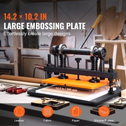 Käsikäyttöinen nahkaleikkuri ja kohokuviointikone 360 x 260 mm 12 mm puristusisku teräsrunko