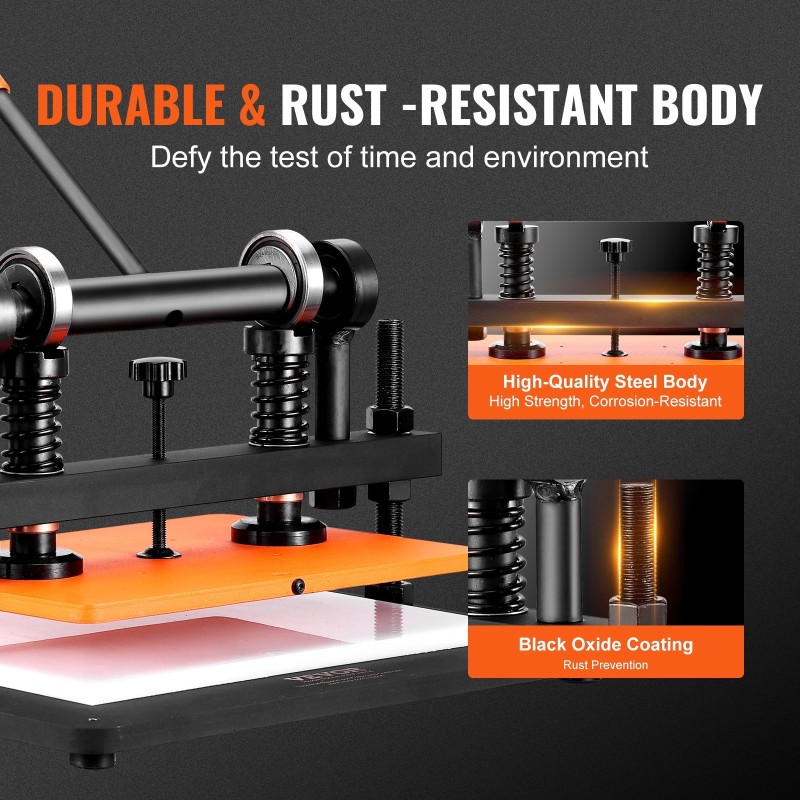 Käsikäyttöinen nahkaleikkuri ja kohokuviointikone 360 x 260 mm 12 mm puristusisku teräsrunko