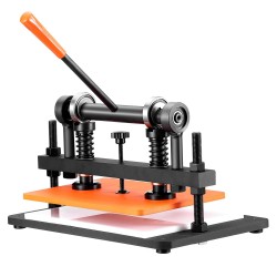 Käsikäyttöinen nahkaleikkuri ja kohokuviointikone 360 x 260 mm 12 mm puristusisku teräsrunko