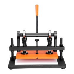Käsikäyttöinen nahkaleikkuri ja kohokuviointikone 360 x 260 mm 12 mm puristusisku teräsrunko