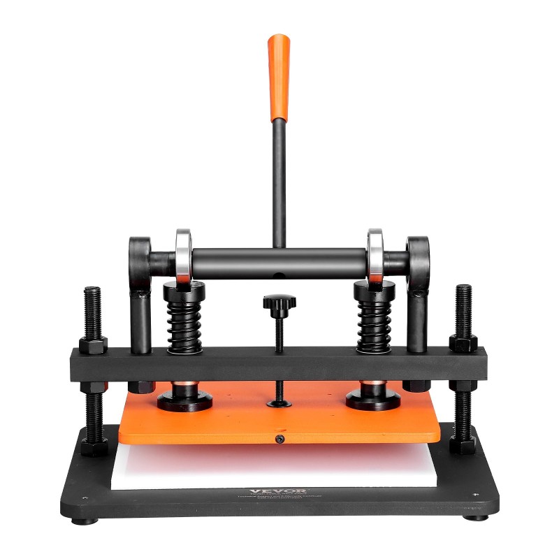 Käsikäyttöinen nahkaleikkuri ja kohokuviointikone 360 x 260 mm 12 mm puristusisku teräsrunko