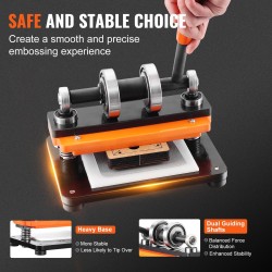 Nahkakohokuviointikone manuaalinen 180x100 mm alusta 12 mm puristus kaksinkertaiset ohjausakselit