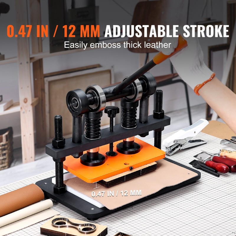 Manuaalinen nahkaleikkuri ja prässi teräsrunko 25,9 x 15 cm prässilevy