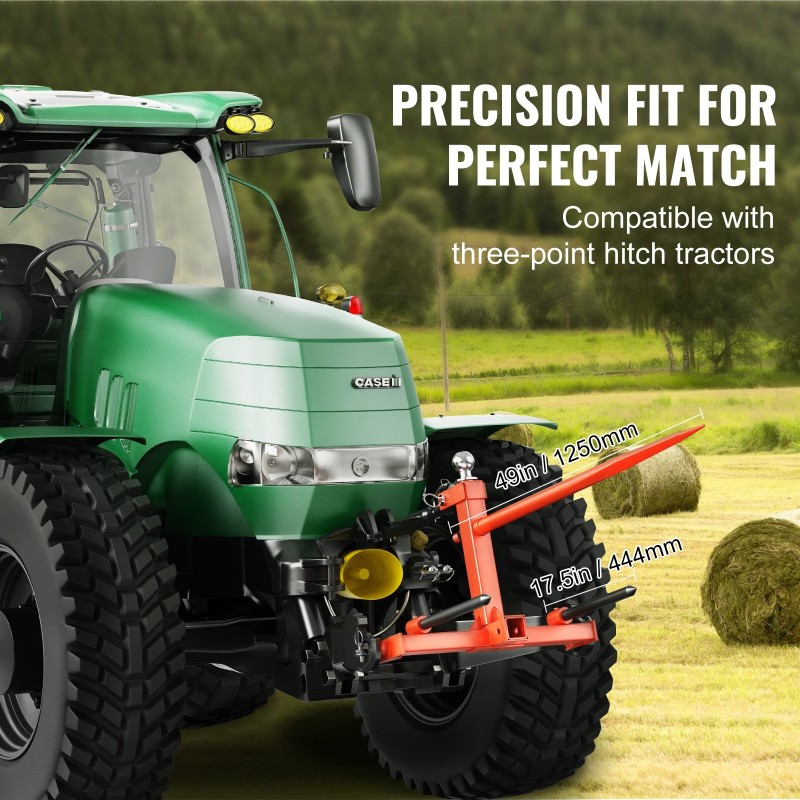 Heinäharkospiikki jousiterästä 49 tuuman pääpiikki 2 tukipiikkiä 725 kg kantavuus kolmipistekiinnitys