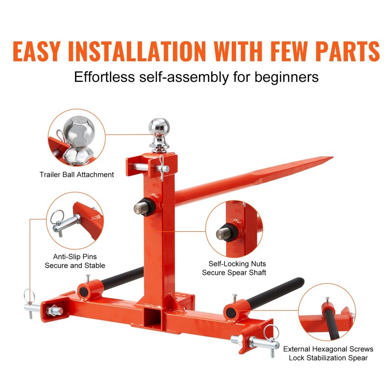 Heinäharkospiikki jousiterästä 49 tuuman pääpiikki 2 tukipiikkiä 725 kg kantavuus kolmipistekiinnitys