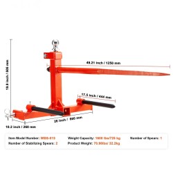 Heinäharkospiikki jousiterästä 49 tuuman pääpiikki 2 tukipiikkiä 725 kg kantavuus kolmipistekiinnitys