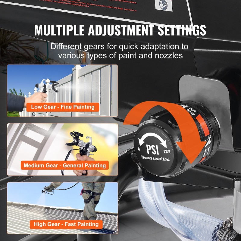 Jalustallinen airless-maaliruisku 950W 3000 PSI jatkovarsi 15 m seinille