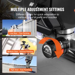 Jalustallinen ilmaton maaliruisku 750W 3000PSI kumipyörillä sisä ja ulkokäyttöön