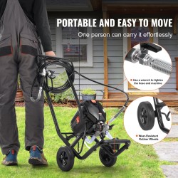 Jalustallinen ilmaton maaliruisku 750W 3000PSI kumipyörillä sisä ja ulkokäyttöön