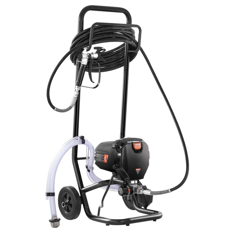 Jalustallinen ilmaton maaliruisku 750W 3000PSI kumipyörillä sisä ja ulkokäyttöön