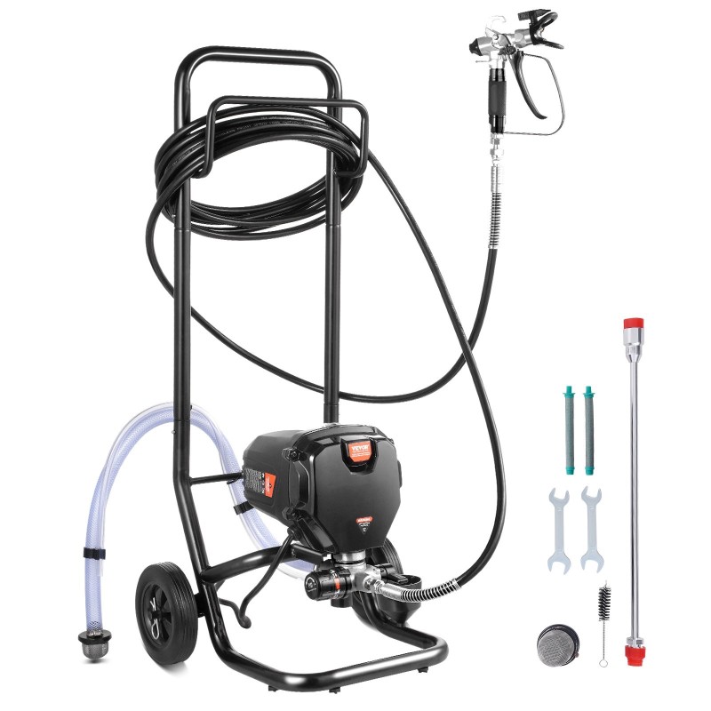 Jalustallinen ilmaton maaliruisku 750W 3000PSI kumipyörillä sisä ja ulkokäyttöön
