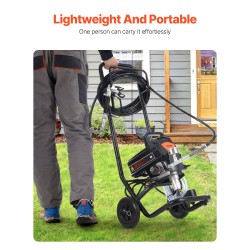 Sähkökäyttöinen airless-maalisumutin telineellä 950W 3000PSI kromattu runko 15 m letku