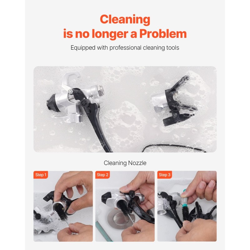 Sähkökäyttöinen airless-maalisumutin telineellä 950W 3000PSI kromattu runko 15 m letku