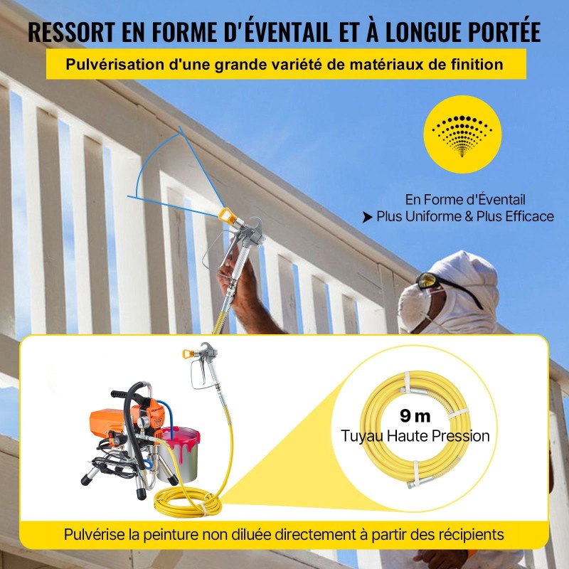 Airless-maalisumutin seinien ja suurten pintojen maalaamiseen 2200 W 2 l/min 3000 psi