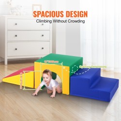 Pehmeä vaahtomuovinen kiipeilytunneli kolmeosainen portailla ja liukumäellä sisäleikkeihin yli kolmivuotiaille