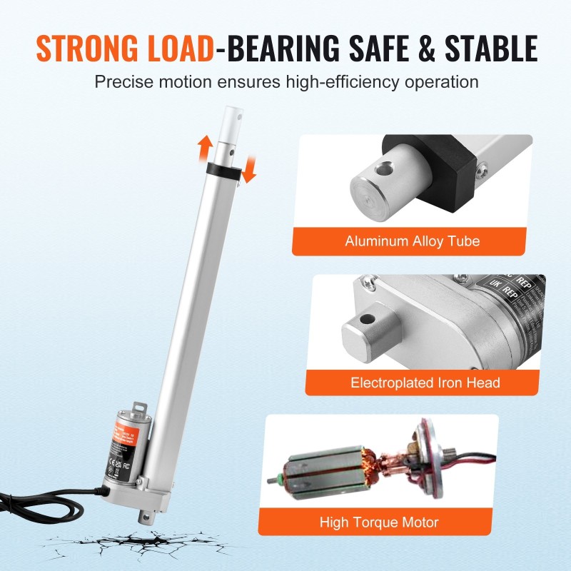 Lineaaritoimilaite alumiiniseos 12 V iskupituus 300 mm 1500 N IP54