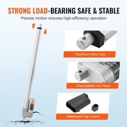 Lineaarinen toimilaite 12V 500 mm iskunpituus IP65 3000N alumiiniseosrunko ulkokäyttöön