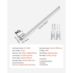 Lineaaritoimilaite 12V iskunpituus 1016 mm IP65 3000N alumiiniseosrunko