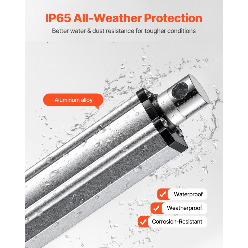 Lineaaritoimilaite 12 V alumiiniseos IP65 101,6 mm iskunpituus 3000 N asennuskannakkeilla