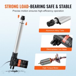 Lineaarikäyttölaite 12 V 250 mm iskunpituus 6000 N työntövoima alumiiniseos IP44