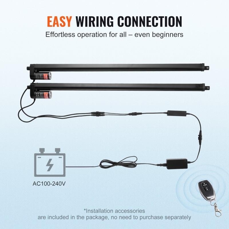 Lineaaritoimilaitepaketti alumiiniseos 2 kpl 12V 760 mm 1000N IP54