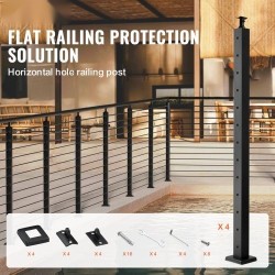 Kaidepylväät ruostumatonta terästä neljäkymmentäkaksi tuumaa neljä kappaletta musta parvekkeelle