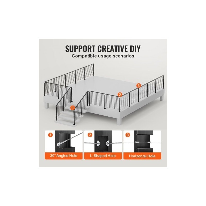 Kaidepylväät ruostumatonta terästä neljäkymmentäkaksi tuumaa neljä kappaletta musta parvekkeelle