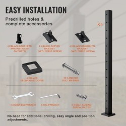 Kaidepylväät ruostumatonta terästä neljäkymmentäkaksi tuumaa neljä kappaletta musta parvekkeelle