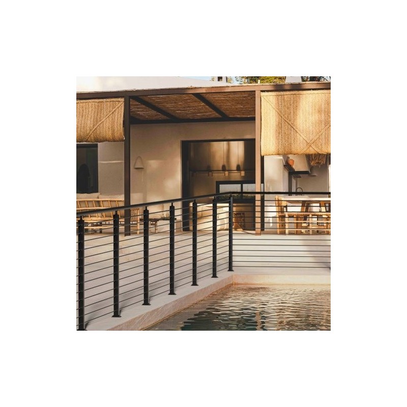 Kaidepylväät ruostumatonta terästä neljäkymmentäkaksi tuumaa neljä kappaletta musta parvekkeelle