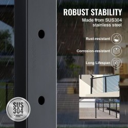 Vaijerikaidepylväät 4 kpl ruostumaton teräs SUS304 36 tuumaa 2x2 musta