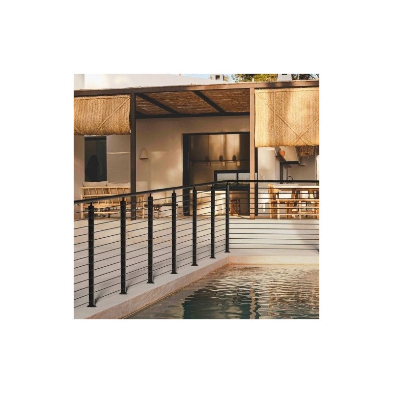 Vaijerikaidepylväät 4 kpl ruostumaton teräs SUS304 36 tuumaa 2x2 musta