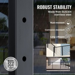 Kaapelikaidepilari ruostumaton teräs 42 tuumaa 4 kpl musta 13 vaakasuoraa porattua reikää