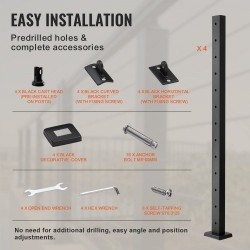 Kaapelikaidepilari ruostumaton teräs 42 tuumaa 4 kpl musta 13 vaakasuoraa porattua reikää