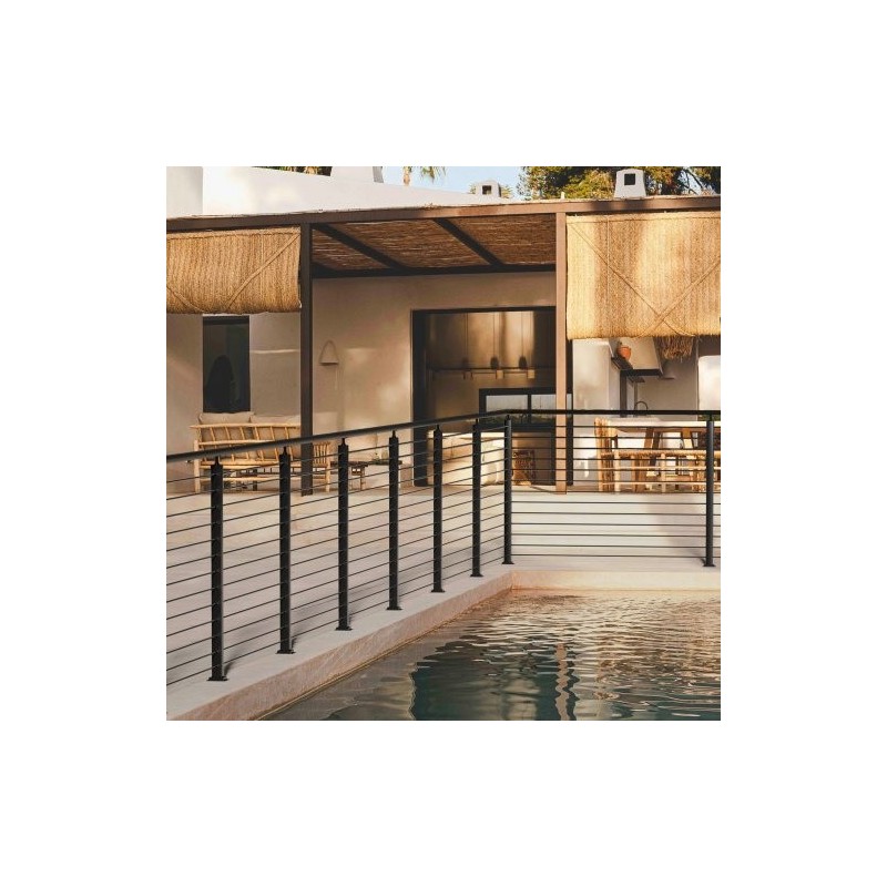 Kaapelikaidepilari ruostumaton teräs 42 tuumaa 4 kpl musta 13 vaakasuoraa porattua reikää