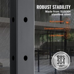Kaapeli-kaidepylväs kulmamalli ruostumaton teräs SUS304 musta 42-tuuma 2x2 12 esiporattua reikää