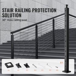 Kaapelikäsijohteen pylväs 42 tuumaa ruostumatonta terästä 30 asteen kulmarei'illä 12 reikää