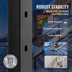 Kaapelikäsijohteen pylväs 42 tuumaa ruostumatonta terästä 30 asteen kulmarei'illä 12 reikää