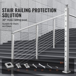 Kaapelikaidetolppa 42 tuumaa profiili 2x2 ruostumaton teräs 30 asteen reiät 12 reikää