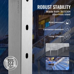 Kaapelikaidetolppa 42 tuumaa profiili 2x2 ruostumaton teräs 30 asteen reiät 12 reikää