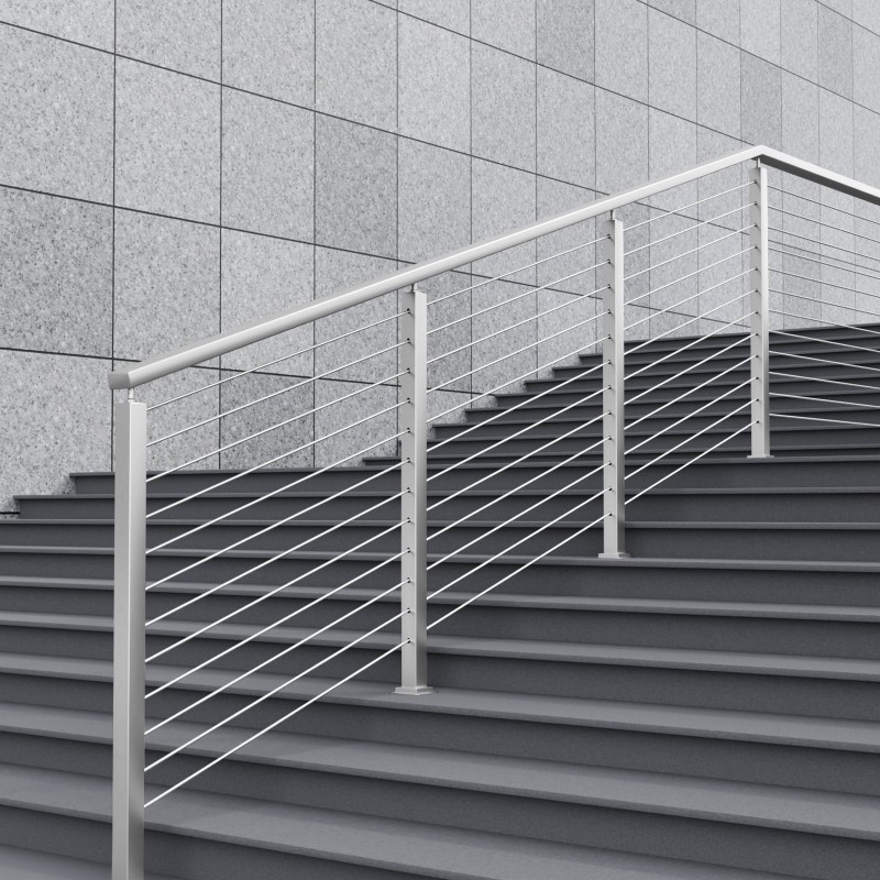 Kaapelikaidetolppa 42 tuumaa profiili 2x2 ruostumaton teräs 30 asteen reiät 12 reikää